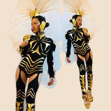 Disfraz de una pieza de Guerrero para mujer, armadura de cuero dorado, disfraz de sentido de tecnología futurista, cosplay 2024 - compra barato