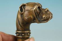 Старинная бронза череп, вырезанный вручную собака статуя трость головы 2024 - купить недорого