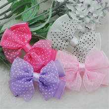 20pcs Organza Ribbon Flowers Bows with Mini Dots DIY/Wedding/Applique Craft A053 2024 - buy cheap