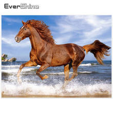 Evershine 5d bordado de diamantes cavalo completo quadrados imagens de strass pintura de diamante ponto de cruz animais decoração da casa 2024 - compre barato