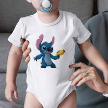 Disney-Mono de Stitch para niño y niña, Top de dibujos animados, pelele blanco para recién nacido de 0 a 24 meses 2024 - compra barato