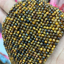 Cuentas pequeñas de piedra Natural de ojo de tigre amarillo, cuentas amarillas facetadas de 3mm, cuentas sueltas de sección para la fabricación de joyas DIY (38cm) 2024 - compra barato