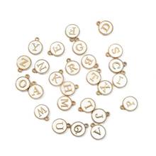 10pcs 12mm Round White Enamel Alphabet Charms Capital Letter Beads Initial Pendants For Jewelry Making DIY Bracelet Earrings 2024 - buy cheap