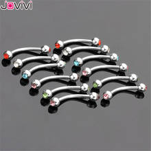 JOVIVI 16G Eyebrow Piercing Stainless Steel Assorted Crystal Gem Curved Bar Barbell Eyebrow Ring Jewelry 12pcs 2024 - buy cheap