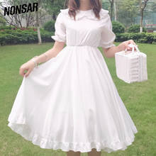Женское платье в стиле Лолиты NONSAR, однотонное свободное платье белого цвета для вечеринок на свадьбу 2024 - купить недорого