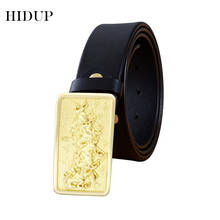 HIDUP Seven Horses Pattern Brass Buckle Belts for Men Top Quality Solid Cow Cowskin Leather Belt Clothing Accessories NWWJ138 2024 - buy cheap