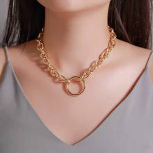 Europe and America Bohemia creative simple ring chain necklace personality exaggeration punk metal clavicle Necklace 2024 - buy cheap
