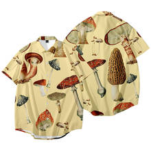 Men Mushroom Printed Beach Casual Shirts Men Vintage Loose Shirt Summer New Hawaiian Short Sleeve Shirt Oversize 6XL 2024 - buy cheap