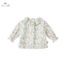 DB16154, демисезонная Модная рубашка с цветочным принтом для маленьких девочек, топы для малышей, детская одежда высокого качества 2024 - купить недорого