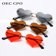 OEC CPO-gafas de sol con forma de corazón para mujer, lentes de sol sin montura para fiesta, de aleación, estilo Punk, Hip Hop, O766 2024 - compra barato