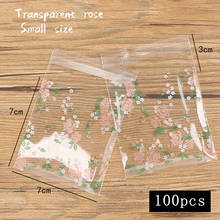 100pcs/lot Cookies Ziplock Bag Transparent Rose Flower Pattern Handmade Snack Food Packaging Wedding Nougat Wrapper Pack Bag 2024 - buy cheap