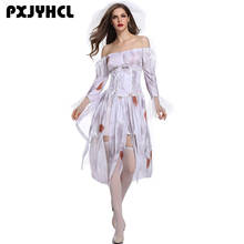 Halloween Ghost Bride Cosplay Costume For Women Zombie Vampire Role Play White Short Dress With Blood Performance Uniform Cloth 2024 - buy cheap