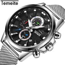 TEMEITE 2019 New Mens Watches Top Brand Luxury Sport Quartz Watch 3ATM Waterproof Men's Mesh Strap Wristwatch Relogio Masculino 2024 - buy cheap