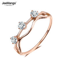 JeeMango Sparkling Design 3pcs CZ Crystal Anniversary Rings Jewelry For Women Girl Rose Gold Stainless Steel Accessories JR19067 2024 - buy cheap