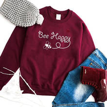 Bee happy-Sudadera con eslogan Natural para mujer, ropa de moda informal con cuello redondo, jerséis estampados, tops, envío directo 2024 - compra barato