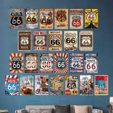 Placa de Metal Vintage para decoración de pared de garaje, señal de estaño, para Bar, Pub, Club, hombre, cueva, gasolinera, Historic Route 66 2024 - compra barato