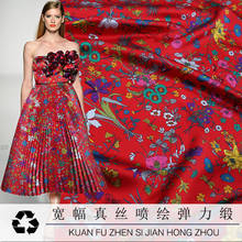 Tela de seda de morera personalizada para vestido Cheongsam, satén elástico ancho con estampado Digital, para verano, 19Momme, costura Diy, nuevo 2024 - compra barato
