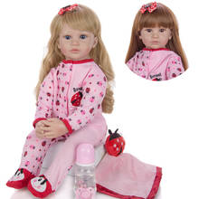 60 см, большой размер, силиконовая виниловая кукла-Реборн, игрушка, Реалистичная, принцесса, для малышей, с жуком, одежда, живой, Bebe, Reborn, подарки 2024 - купить недорого