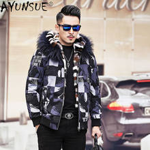 AYUNSUE Winter Jacket Men Clothing 5XL Short Parka Real Mink Fur Coat 100% Rabbit Fur Sleeves Clothes Mens Ropa De Hombre LXR918 2024 - buy cheap