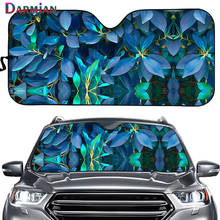 Summer Gloss Blue Color Leaves Pattern Design Durable Car Windshield Sun Shade UV Protect Foldable Front Windshield Sunshade New 2024 - buy cheap