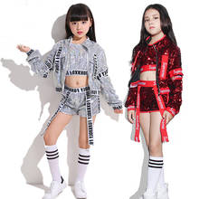 Children Jazz Dance Costumes Sequins Top Short Coat 3pcs Girls Boys Street Dance Show Clothes Kids Hip Hop Stage Dancing Suits 2024 - buy cheap