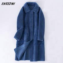 Swredmi jaqueta de inverno de lã de corvino feminina, casaco de pele feminino folgado de alta qualidade estiloso, quente e grosso de lã, roupa de neve 2024 - compre barato