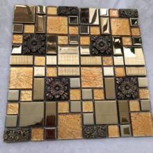 Retro Resin Flower mixed Gold Crystal Glass Mosaic Tiles  for kitchen backsplash bathroom Liner wall sticker Retro 2024 - buy cheap
