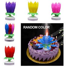 Lotus Musical Candle lectronic Music Birthday Candle Double Rotating Lotus Colored Candle For Kids Cake Wedding Party Decor 2024 - buy cheap