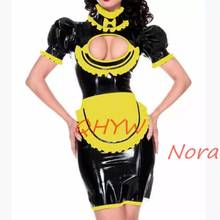 Sexy Latex Rubber Women Cosplay Maid Dress Sexy Dress Sets With Cravat&Apron Back Zippers cosplay costume bdsm for women latex 2024 - buy cheap