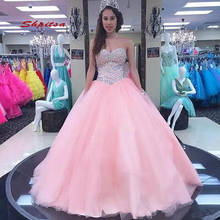 Rosa princesa quinceanera vestidos vestido de baile plus size meninas masquerade baile doce 16 vestidos para 15 anos 2024 - compre barato