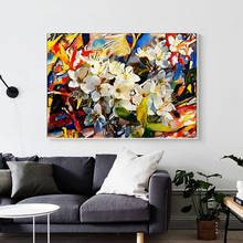 Pinturas abstratas de flores em tela, arte de parede, decoração para casa, flores, posteres de parede moderno para sala de estar, quadros 2024 - compre barato