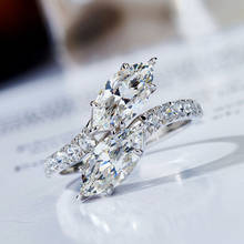 2020 кольцо высокого качества с конским глазом, роскошное кольцо принцессы с прозрачным кристаллом циркония для женщин, свадебные украшения, подарки, аксессуары 2024 - купить недорого