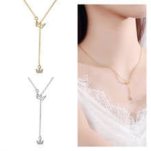 Top Quality Silver Plated Women Necklaces Shiny Zircon Crown Pendant Girls Gold Clavicle Necklace Accessories Lady Gift 2024 - buy cheap