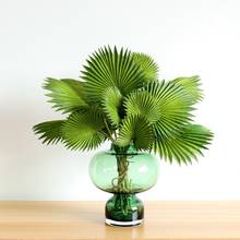 Ramo de hojas de tortuga artificiales de pu, simulación de plantas verdes, hoja de palma, decoración floral para el hogar y boda 2024 - compra barato