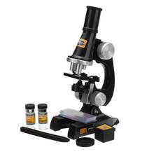 Kit de microscópio led 100x/200x/450x homeschool ciências, brinquedo educacional, presente de microscópio biológico refinado para crianças 2024 - compre barato