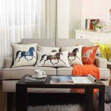 Horse Embroidered Sofa Cushion Covers Modern Simplicity Waist Pillowcases Orange High-grade Pillow Cases Home Decoration Covers 2024 - buy cheap