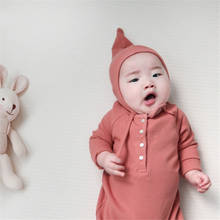 Детская осенняя одежда для новорожденных девочек и мальчиков ребристая одежда Трикотажный Хлопковый комбинезон однотонный комплект из 2 предметов D1385 2024 - купить недорого