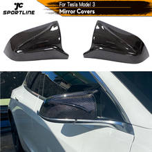 Автомобильные зеркала заднего вида крышки для Tesla Model 3 2017 - 2020 боковые зеркальные крышки корпуса из углеродного волокна ABS глянцевый черный 2024 - купить недорого