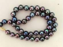 Collar de Perla Negra tahitiana, Perla Negra redonda natural de 8-9mm, cierre de 14K 2024 - compra barato