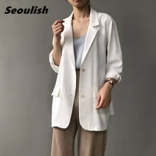 Seoulish New 2021 Summer Casual Single Breasted Loose Women's Blazers Pocket Female Formal Jackets Elegant Outerwear Chic Tops 2024 - buy cheap