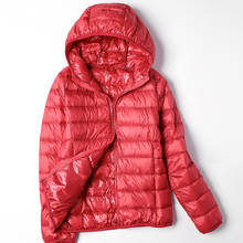 Chaqueta con capucha para mujer, abrigo ultraligero de plumón de pato, color rosa y negro, 6XL talla grande, para Otoño e Invierno 2024 - compra barato