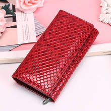 Contact's Genuine Leather Women Wallets Fashion Female Coin Purse Portomonee Zipper Pocket For Money Bag Long Clutch Wallet 2024 - buy cheap