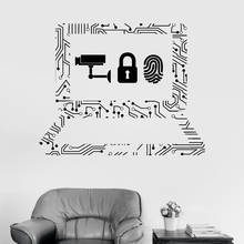 Laptop technology Vinyl Wall Decal Cyber Security Laptop Internet IT Window Decal Stickers Mural Classroom Interior Decor M275 2024 - buy cheap