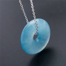 Natural Blue Aquamarine Round Pendant Women Men 20x9mm Donut Clear Aquamarine Necklace Genuine AAAAA 2024 - buy cheap