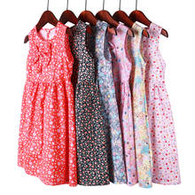 2021 New Children Dresses Cotton Multicolor Girls Dresses 2-10 Years Bowknot Style Flower Print Princess Dresses for Girls 2024 - buy cheap