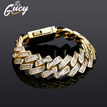 Gucy 18mm pulseira hip hop ginástica zircônia cúbica cor dourada masculino braceletes legais joias envio direto 2024 - compre barato