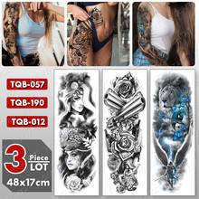 Pistola de tatuagem com braços grandes 3 tamanhos, rosa, leão, à prova d'água, adesivo temporário, caveira, arte corporal, mulheres, homens 2024 - compre barato