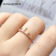 AINUOSHI-anillo de oro de 18 quilates para mujer, sortija de compromiso con diamantes naturales, corte redondo, 0.031 quilates 2024 - compra barato