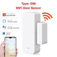 Tuya-sensor de porta inteligente, wi-fi, detecta se a porta está aberta ou fechada, alarme doméstico, segurança com alexa, google home, app tuya 2024 - compre barato