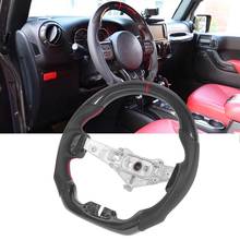 Carbon Fiber Steering Wheel Nappa Preforated Leather Red Stitching Fit for Jeep Wrangler JK/JKU 2011 2012 2013 2014 2015-2017 2024 - buy cheap